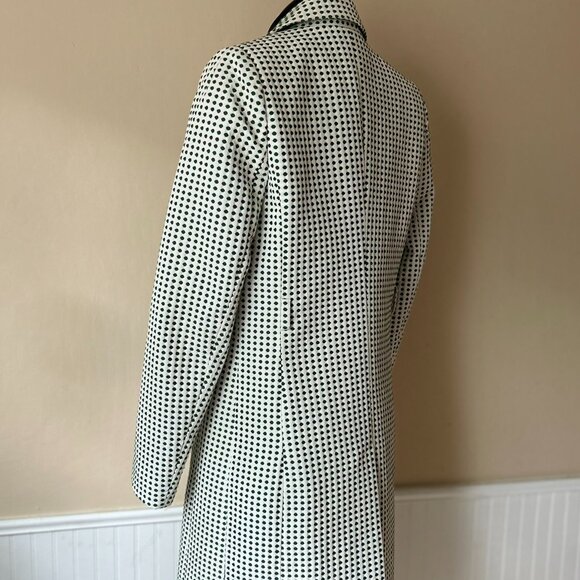 Kira Plastinina Single-Breasted Overcoat | Green Dots on White Trench | Medium - Picture 4 of 8